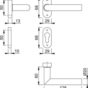 Amsterdam Handle set for profile door