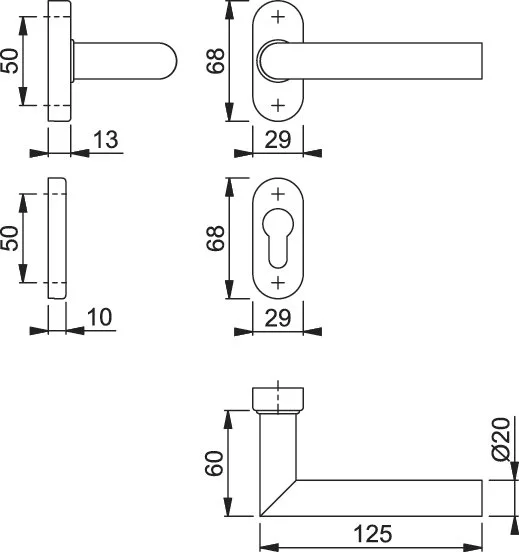 Amsterdam Handle set for profile door