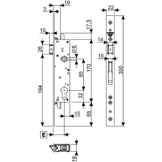 Lock for balcony door B.35 with bolt - Image 2