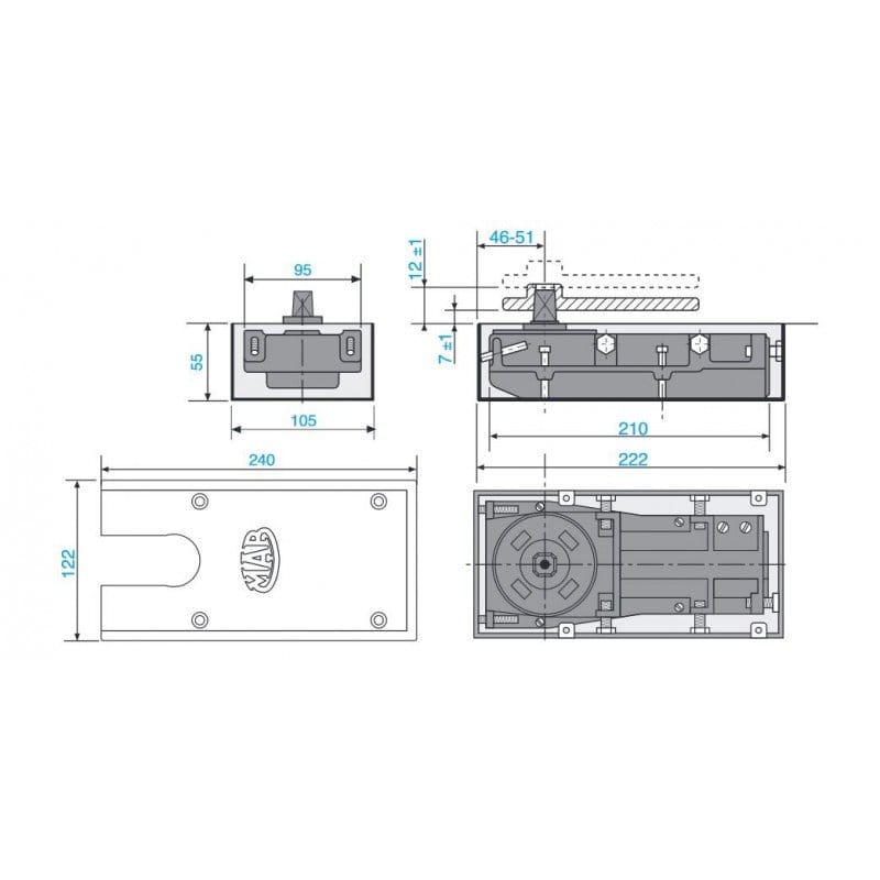 MAB ASSA ABLOY 7135 Floor Door Closer
